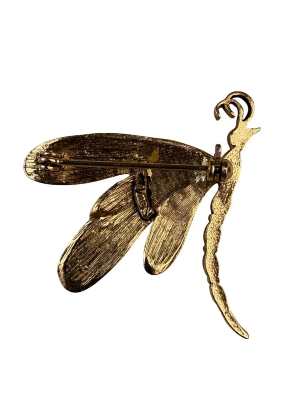 Gold Tone Womens Metal Dragonfly Brooch Jewelry